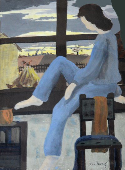 Tyttö katselee aamunkoittoa, 1950,(guassi) tekijältä Joan Thewsey