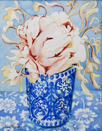 Pink Rose and Honeysuckle, 2000, (wc käsintehdylle paperille) tekijältä Joan Thewsey