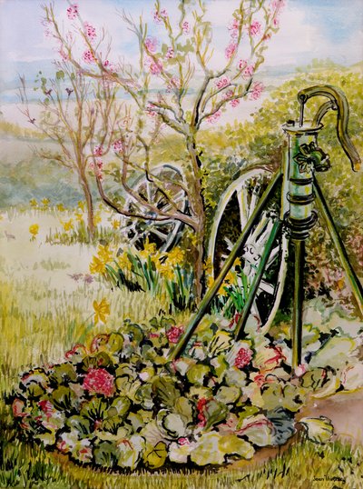 Puutarhapumppu, 2010, akvarelli tekijältä Joan Thewsey