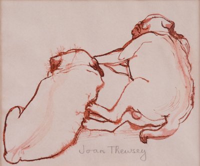 Kaksi mopsipentua, veljekset,2005,(tussi märälle paperille) tekijältä Joan Thewsey