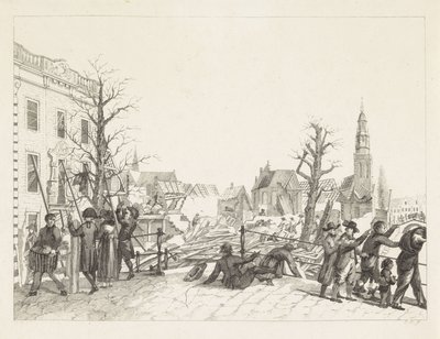 Rauniot Leidenissä ruutikatastrofin jälkeen, 1807 tekijältä Joannes Bemme