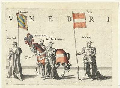 Osa kulkueesta, nro 10 Keisari Kaarle V:n hautajaiskulkue, 1558 (sarjan nimi) tekijältä Joannes van Doetechum (I)