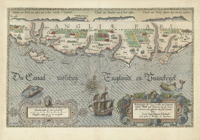 Kartta Etelä-Englannin rannikosta Isle of Wightin ja Doverin välillä tekijältä Joannes van Doetecum