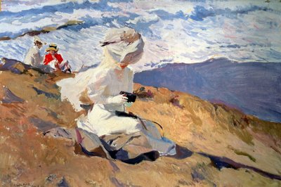 Biarritzin rannalla, 20. vuosisata (öljy kankaalle) tekijältä Joaquin Sorolla