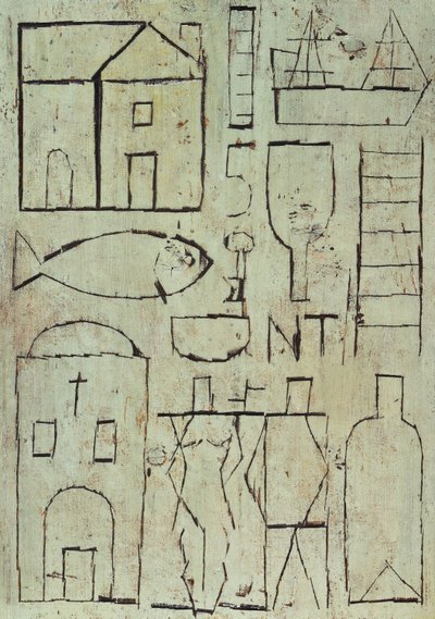 Grafiikka, jossa on kaksi hahmoa tekijältä Joaquin Torres-Garcia