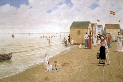 Sanlucar de Barramedan ranta, 1800-luvulla (öljymaalaus) tekijältä Joaquin Turina Arenal