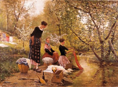 Joaquim Vayreda i Vilan (1843-1894) maalaus "Pesurinnaiset". 1883 tekijältä Joaquin Vayreda