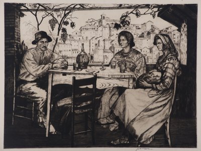 Una Trattoria, 1928 (etsaus ja kuivakärki) tekijältä Job Nixon