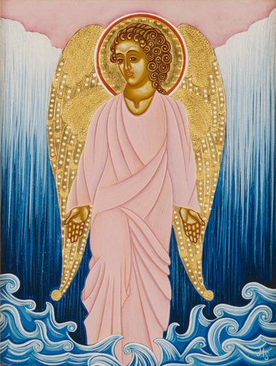 Gabriel, veden enkeli, 2004 (munatempera ja 24k kultaa puulle). tekijältä Jodi Simmons