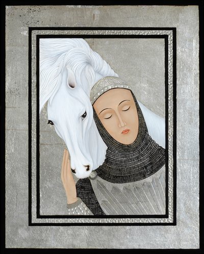 Joan Gathers Strength, 2017 (munatempera ja hopeaa puulle). tekijältä Jodi Simmons