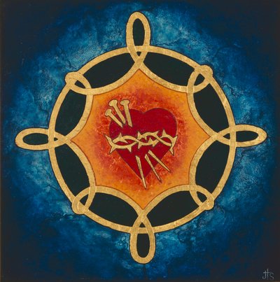 Sacred Heart, 2005 (munatempera ja 24k kultaa puulle). tekijältä Jodi Simmons