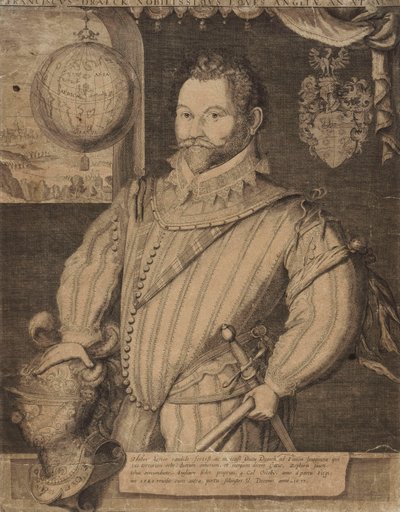 Sir Francis Draken muotokuva, tekijältä Jodocus Hondius
