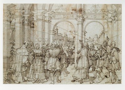 Lucretian tarina (kynä, musta muste, harmaa tussi paperille) tekijältä Joerg the Elder Breu