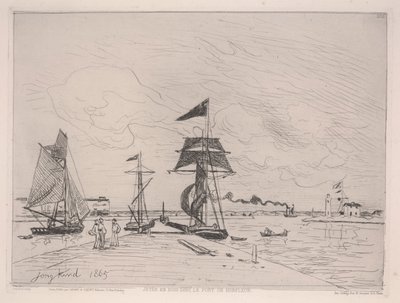 Puinen laituri Honfleurin satamassa tekijältä Johan Barthold Jongkind