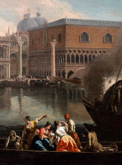 Näkymä San Marcon altaaseen, Venetsia, n. 1730-35 (öljy kankaalle) tekijältä Johan Anton Richter