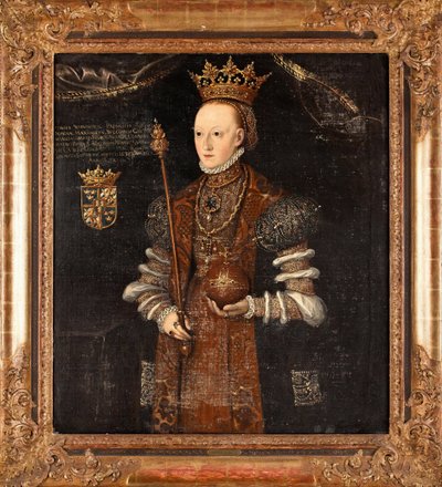 Muotokuva Marguerite Lejonhufvudista (s. Margareta Eriksdotter) (1516-1551), reine de Suede - Peinture de Johan Baptista van Uther (actif 1562-1597), huile sur toile (102x90 cm) tekijältä Johan Baptista van (active 1562 1597) Uther