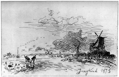 Canal pres Rotterdam, Rotterdamin lähellä oleva kanava c1830-1890 1924 tekijältä Johan Barthold Jongkind