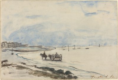Kärryt rannalla Etretatissa, 1862. tekijältä Johan Barthold Jongkind