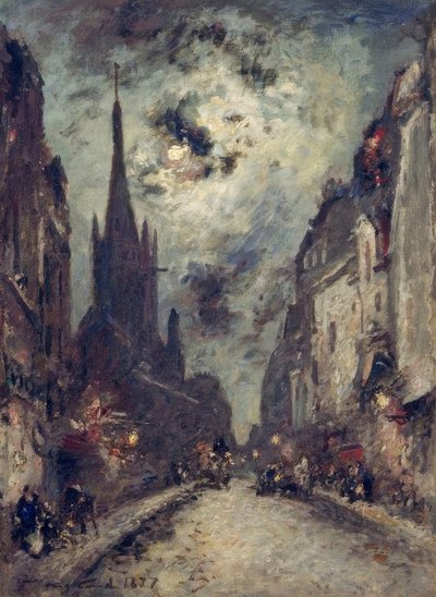 Rue St. Jacques ja St. Séverinin kirkko lähellä Mondschea tekijältä Johan Barthold Jongkind