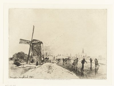 Näkymä Maassluisiin Vue de la ville de Maaslins (Hollanti) (sarjan nimi) tekijältä Johan Barthold Jongkind