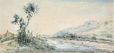 Maisema Le Drac -joen varrella lähellä Grenoblea tekijältä Johan Barthold Jongkind