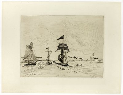 Laituri Honfleurin satamassa tekijältä Johan Barthold Jongkind