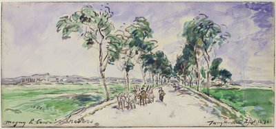 Tie Magnylle lähellä Neversiä, 1871 (wc paperilla) tekijältä Johan Barthold Jongkind