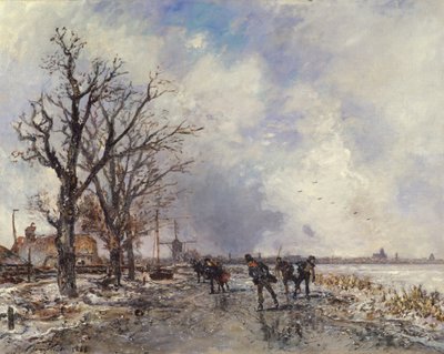 Luistelijat Schie-joella, lähellä Rotterdamia, 1866 tekijältä Johan Barthold Jongkind