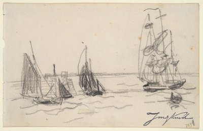 Pienet purjeveneet ja Three-Master tekijältä Johan Barthold Jongkind