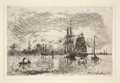 Auringonlasku - Port d tekijältä Johan Barthold Jongkind
