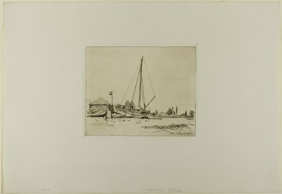 The Moored Boat, kuuden etsauksen kirjasta, Hollannin näkymiä. tekijältä Johan Barthold Jongkind