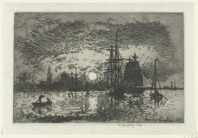 Auringonlasku Antwerpenin satamassa Soleil couchant - Port d