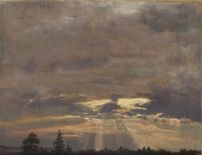 Pilvi tutkimus Auringonsäteiden kanssa tekijältä Johan Christian Dahl