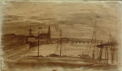 Maalauksen "Dresden kuunvalossa" suunnittelu tekijältä Johan Christian Dahl
