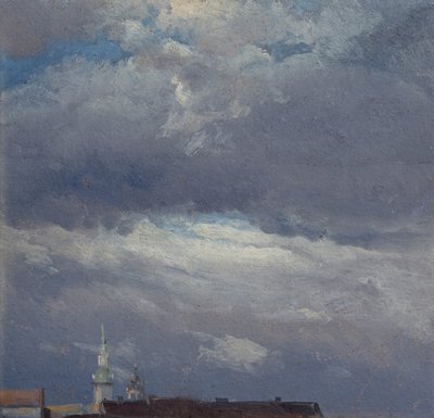 Gewitterwolken über dem Schloßturm von Dresden tekijältä Johan Christian Dahl