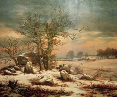 Hynengrab nahe Vordingborg im Winter tekijältä Johan Christian Dahl