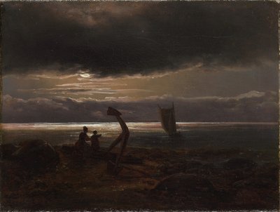Äiti ja lapsi meren rannalla tekijältä Johan Christian Dahl