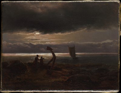 Äiti ja lapsi meren rannalla tekijältä Johan Christian Dahl