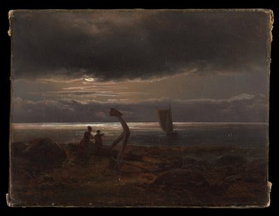Äiti ja lapsi meren rannalla tekijältä Johan Christian Dahl