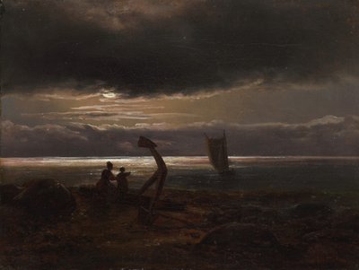 Äiti ja lapsi meren rannalla, 1830. tekijältä Johan Christian Dahl
