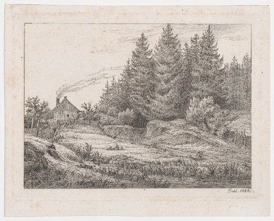 Talonpojan mökki metsän reunassa tekijältä Johan Christian Dahl