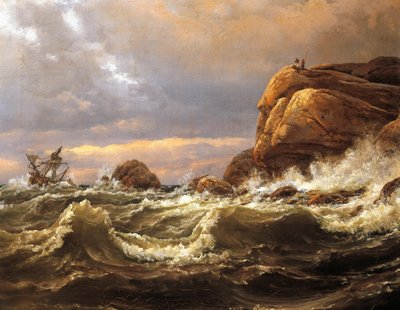 Haaksirikko Larvikin ja Fredriksvernin välisellä rannikolla tekijältä Johan Christian Dahl