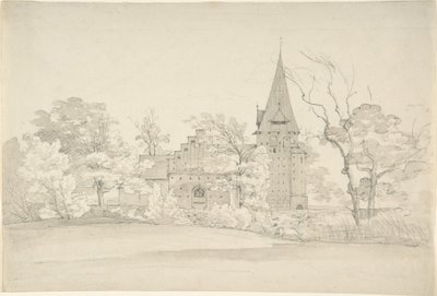 Allerin kirkko Sønderjyllands Amtissa (Tanska), pohjoisesta nähtynä tekijältä Johan Christian Dahl
