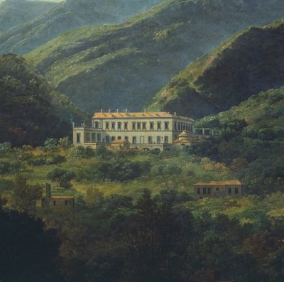 Quisisanan kuninkaallinen palatsi, lähellä Napolia, kirjoittanut Johan Christian Clausen Dahl (1788-1857), Italia tekijältä Johan Christian Dahl