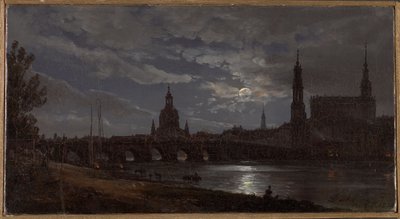 Näkymä Dresdenistä kuunvalossa tekijältä Johan Christian Dahl
