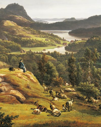 Näkymä Lysenklosterista lähellä Bergeniä kirjoittanut Johan Christian Clausen Dahl (1788-1857), Norja 1800-luku Yksityiskohdat tekijältä Johan Christian Dahl