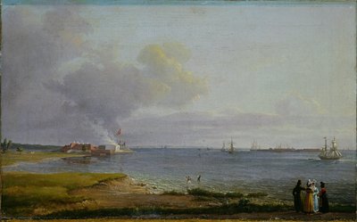 Näkymä Juutinrauman yli Kalkkitehtaan lähellä tekijältä Johan Christian Dahl
