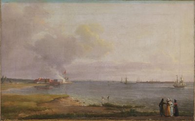Näkymä Juutinrauman yli Kalkkitehtaan lähellä tekijältä Johan Christian Dahl