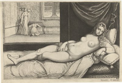 Venus makaa sängyllä tekijältä Johan Danckerts