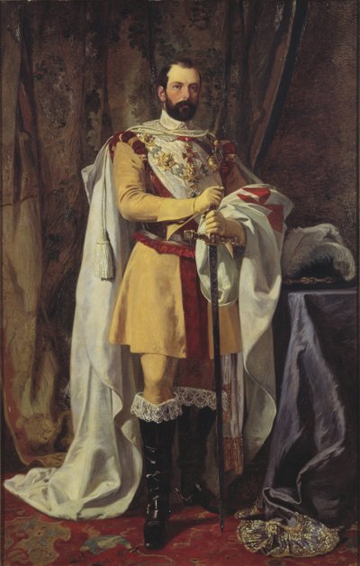 Charles XV roi de Suede - Muotokuva Ruotsin kuninkaan Kaarle XV:stä (1826-1872), kirjoittanut Hockert, Johan Fredrik (1826-1866). Öljy kankaalle tekijältä Johan Fredrik Hockert